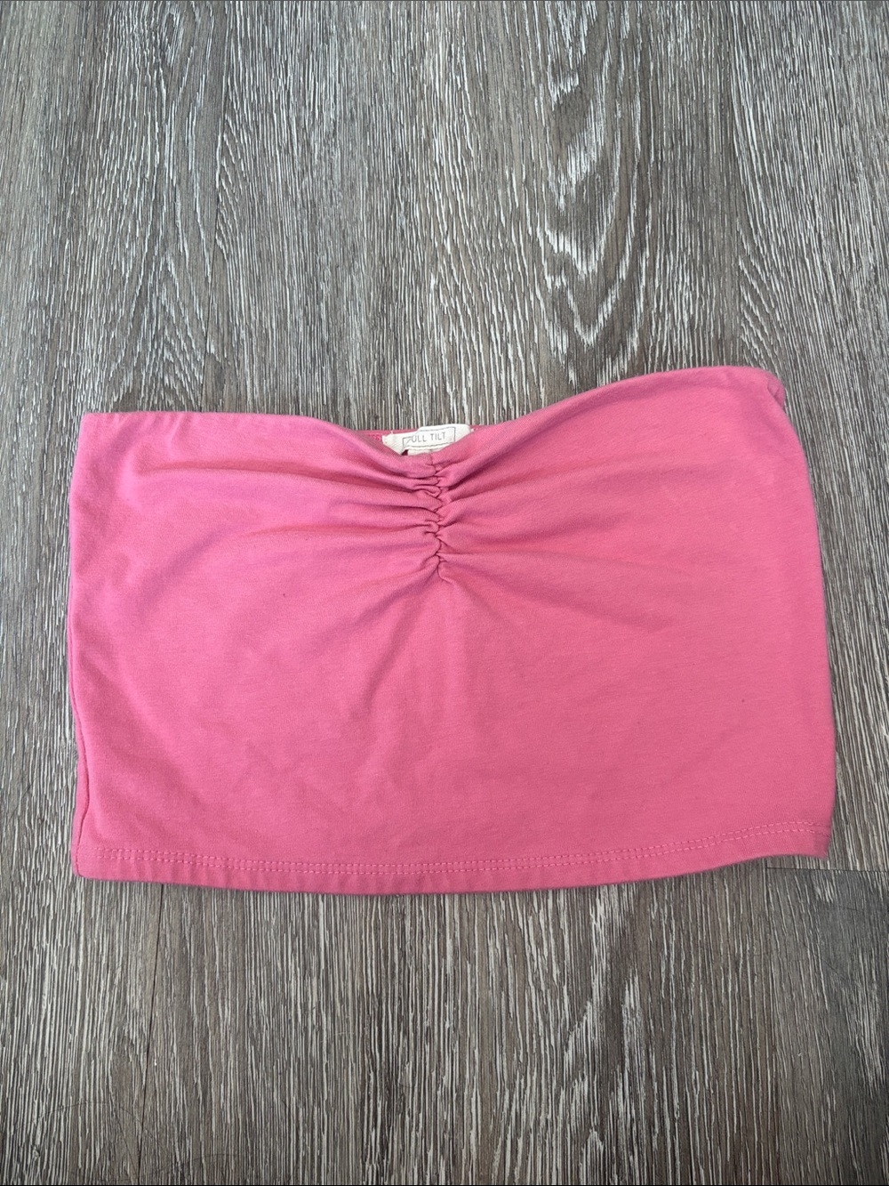 Ruched Pink Tube Mini Top - Classic Stretch Fit